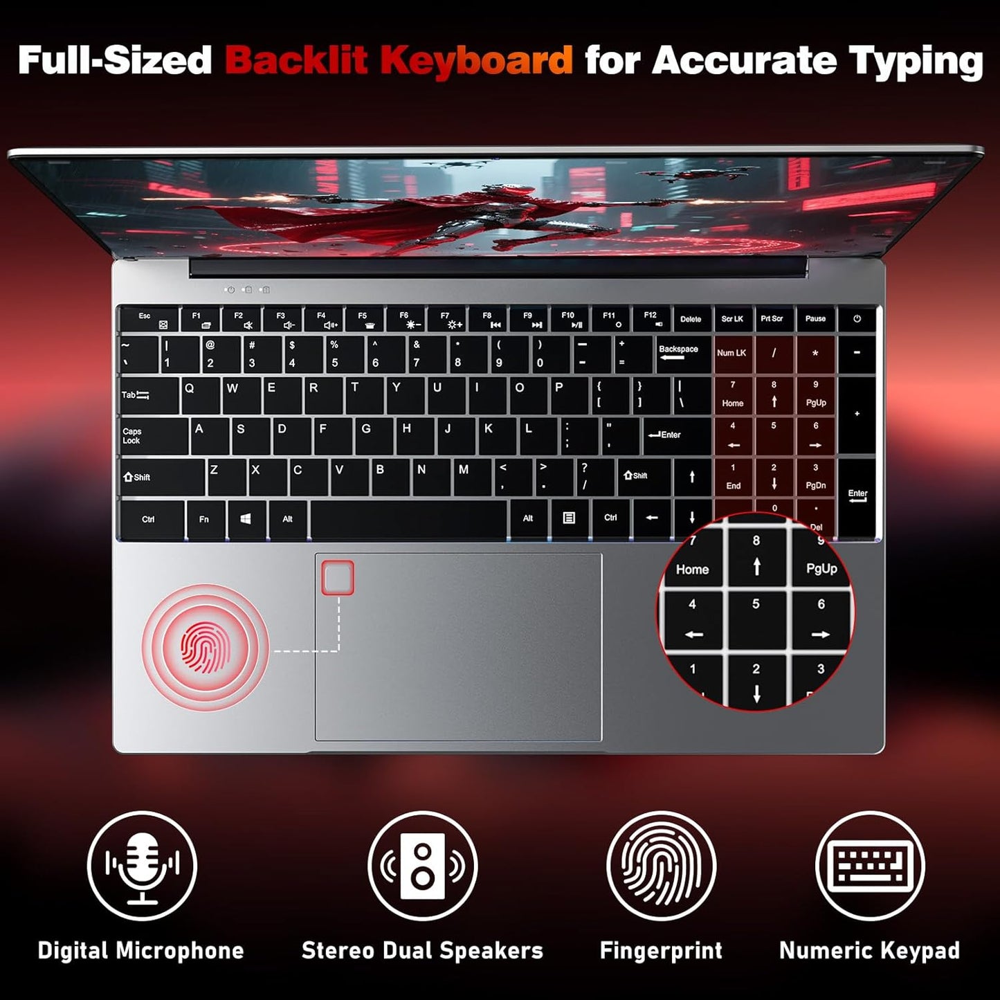 Gaming Laptop Computer, Lap Top PC 2025 Win 11 pro, 16GB RAM 1TB SSD, Ryzen 5 7430U (up to 4.3Ghz, Beat 5700U), Backlit Keyboard, IPS 1920 * 1080 FHD Display, WiFi 5, BT5.0, Fingerprint