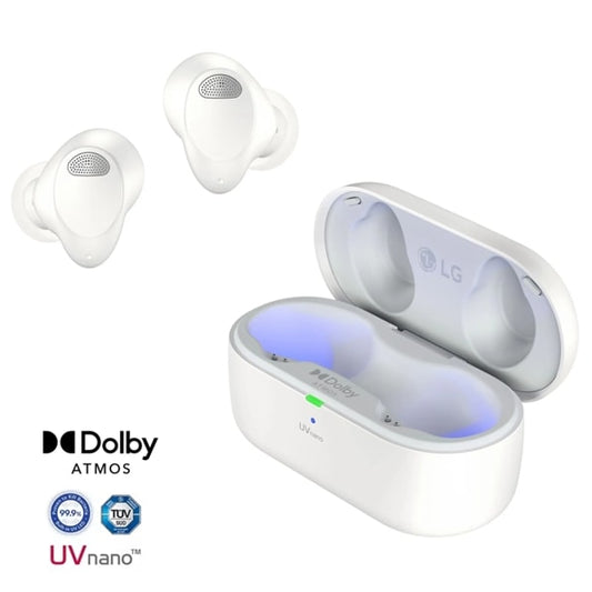 T90S Wireless Bluetooth Earbuds LG TONE Free® with Dolby Atmos® and UVnano+, White (NEW)