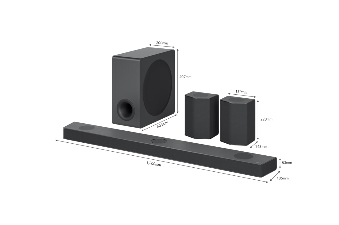 S95TR LG Home Theater Soundbar with Dolby Atmos® and Rear Speakers, 9.1.5 channel